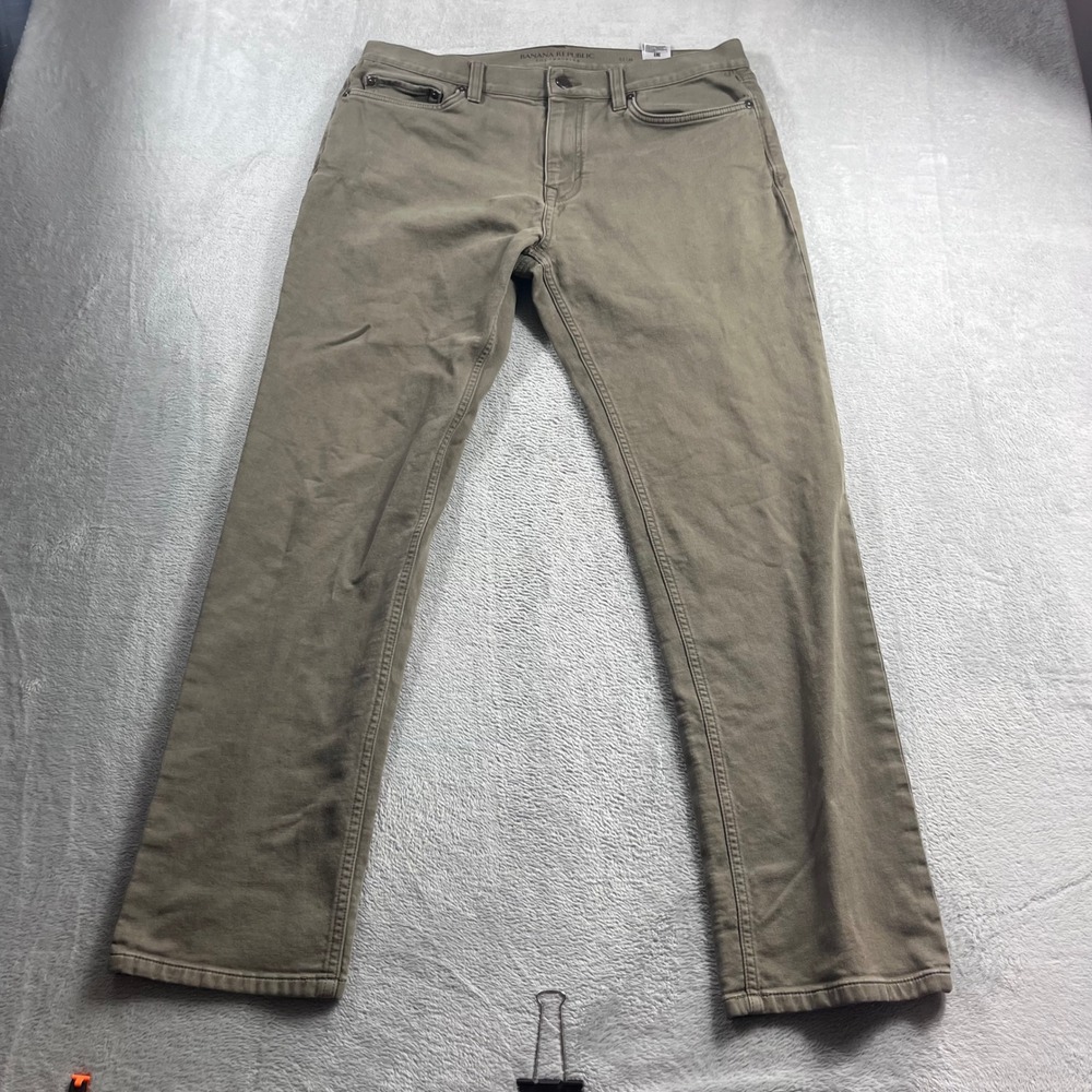 Banana Republic The Traveler Slim Fit Pants Mens 34x32 Olive Khaki Green